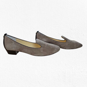 VC Signature Dark Taupe Leather Suede Almond Toe Slip On Loafer Flats Size 9.5